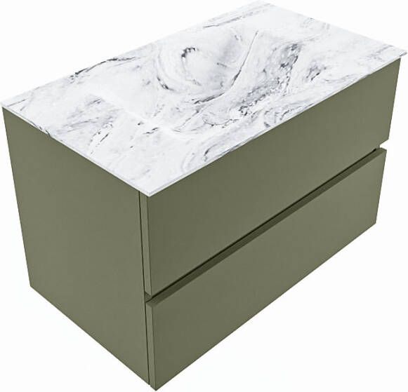 Mondiaz Vica Dlux badmeubel 80cm Army Cloud wastafel Glace midden met 1 kraangat