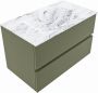 Mondiaz VICA-DLUX 80cm badmeubel onderkast Army 2 lades. Inbouw wastafel CLOUD midden 1 kraangat kleur Glace. - Thumbnail 2