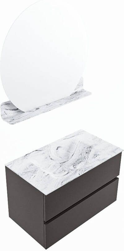 Mondiaz Vica Dlux badmeubel 80cm Dark grey Cloud wastafel Glace midden zonder kraangat