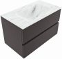 Mondiaz VICA-DLUX 80cm badmeubel onderkast Dark grey 2 lades. Inbouw wastafel CLOUD midden zonder kraangat kleur Opalo. - Thumbnail 2