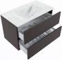 Mondiaz VICA-DLUX 80cm badmeubel onderkast Dark grey 2 lades. Inbouw wastafel CLOUD midden zonder kraangat kleur Opalo. - Thumbnail 3