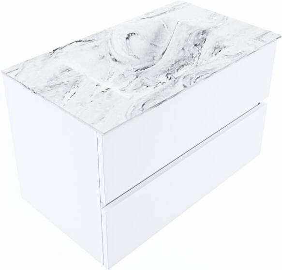 Mondiaz Vica Dlux badmeubel 80cm Talc Cloud wastafel Glace midden zonder kraangat