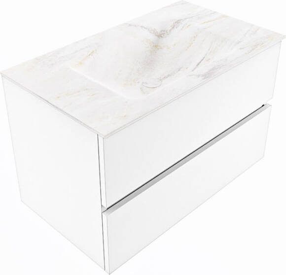 Mondiaz Vica Dlux badmeubel 80cm Talc Cloud wastafel Ostra midden zonder kraangat
