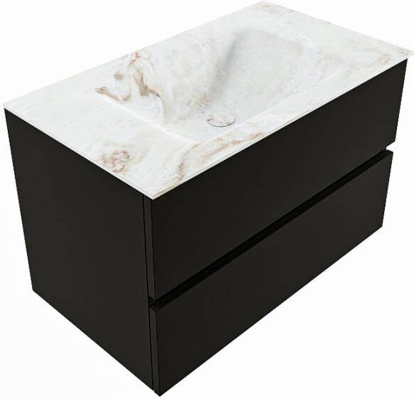 Mondiaz Vica Dlux badmeubel 80cm Urban Cloud wastafel Frappe midden met 1 kraangat