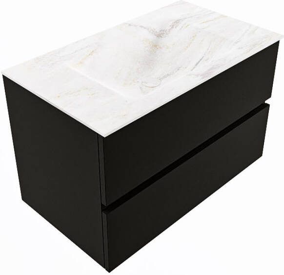 Mondiaz Vica Dlux badmeubel 80cm Urban Cloud wastafel Ostra midden met 1 kraangat