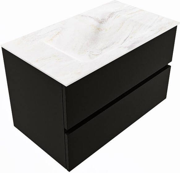 Mondiaz Vica Dlux badmeubel 80cm Urban Cloud wastafel Ostra midden zonder kraangat