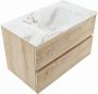 Mondiaz VICA-DLUX 80cm badmeubel onderkast Washed Oak 2 lades. Inbouw wastafel CLOUD midden 1 kraangat kleur Frappe. - Thumbnail 2