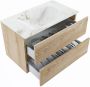 Mondiaz VICA-DLUX 80cm badmeubel onderkast Washed Oak 2 lades. Inbouw wastafel CLOUD midden 1 kraangat kleur Frappe. - Thumbnail 3