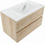 Mondiaz VICA-DLUX 80cm badmeubel onderkast Washed Oak 2 lades. Inbouw wastafel CLOUD midden zonder kraangat kleur Opalo. - Thumbnail 2
