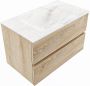 Mondiaz VICA-DLUX 80cm badmeubel onderkast Washed Oak 2 lades. Inbouw wastafel CLOUD midden 1 kraangat kleur Ostra. - Thumbnail 2