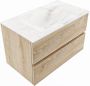 Mondiaz VICA-DLUX 80cm badmeubel onderkast Washed Oak 2 lades. Inbouw wastafel CLOUD midden zonder kraangat kleur Ostra. - Thumbnail 2