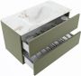 Mondiaz VICA-DLUX 90cm badmeubel onderkast Army 2 lades. Inbouw wastafel CLOUD midden zonder kraangat kleur Frappe. - Thumbnail 3