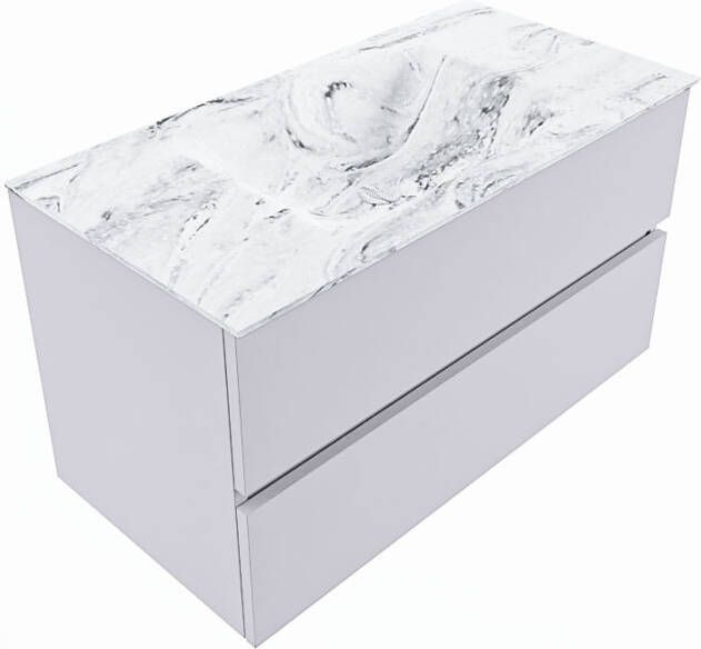 Mondiaz Vica Dlux badmeubel 90cm Cale Cloud wastafel Glace midden met 1 kraangat