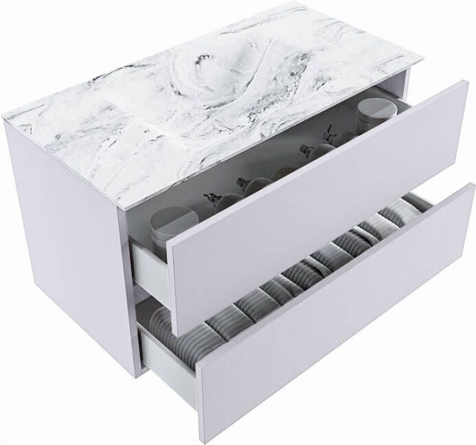 Mondiaz Vica Dlux badmeubel 90cm Cale Cloud wastafel Glace midden zonder kraangat