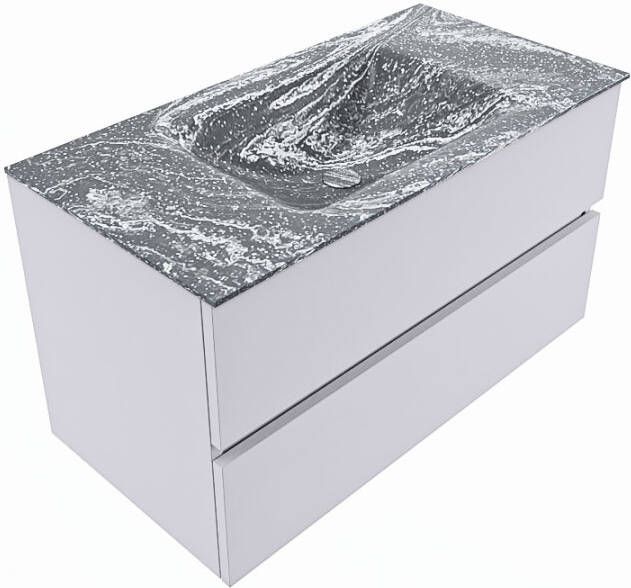 Mondiaz Vica Dlux badmeubel 90cm Cale Cloud wastafel Lava midden met 1 kraangat
