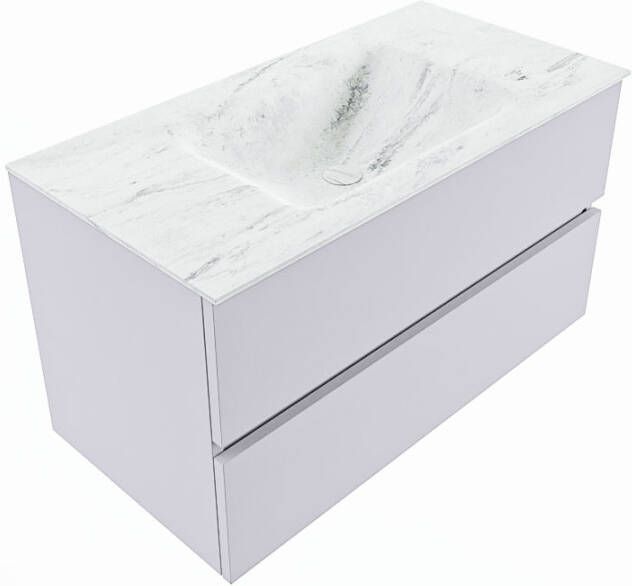 Mondiaz Vica Dlux badmeubel 90cm Cale Cloud wastafel Opalo midden met 1 kraangat