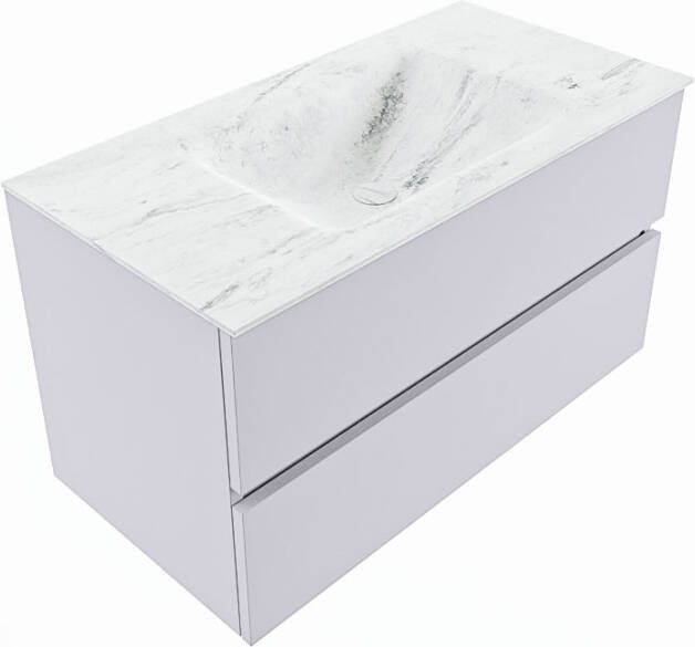 Mondiaz Vica Dlux badmeubel 90cm Cale Cloud wastafel Opalo midden zonder kraangat
