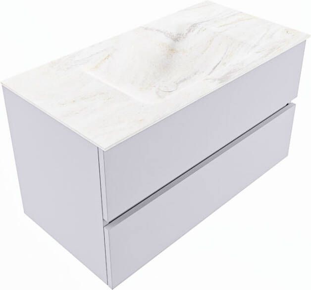 Mondiaz Vica Dlux badmeubel 90cm Cale Cloud wastafel Ostra midden zonder kraangat