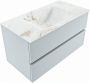 Mondiaz VICA-DLUX 90cm badmeubel onderkast Clay 2 lades. Inbouw wastafel CLOUD midden 1 kraangat kleur Frappe. - Thumbnail 3