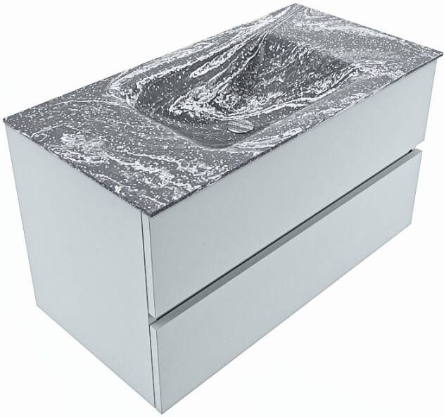 Mondiaz Vica Dlux badmeubel 90cm Clay Cloud wastafel Lava midden zonder kraangat