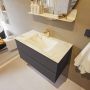 Mondiaz VICA-DLUX 90cm badmeubel onderkast Dark grey 2 lades. Inbouw wastafel CLOUD midden 1 kraangat kleur Frappe. - Thumbnail 4