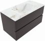 Mondiaz VICA-DLUX 90cm badmeubel onderkast Dark grey 2 lades. Inbouw wastafel CLOUD midden zonder kraangat kleur Frappe. - Thumbnail 3