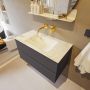 Mondiaz VICA-DLUX 90cm badmeubel onderkast Dark grey 2 lades. Inbouw wastafel CLOUD midden zonder kraangat kleur Frappe. - Thumbnail 5