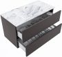 Mondiaz VICA-DLUX 90cm badmeubel onderkast Dark grey 2 lades. Inbouw wastafel CLOUD midden 1 kraangat kleur Glace. - Thumbnail 3