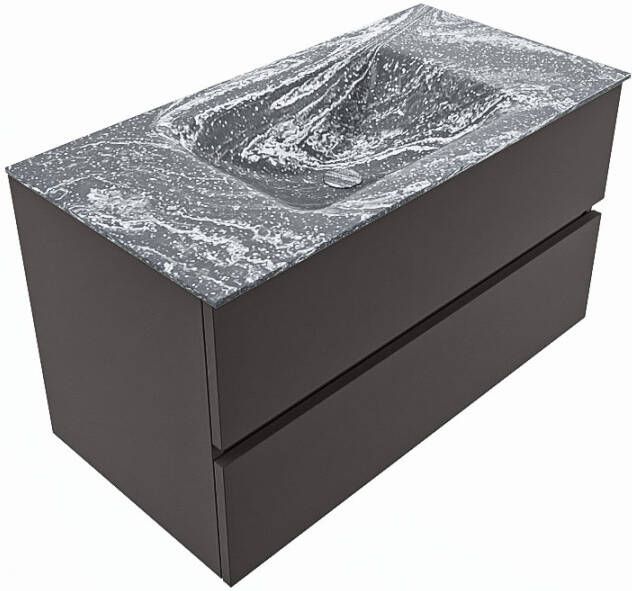 Mondiaz Vica Dlux badmeubel 90cm Dark grey Cloud wastafel Lava midden met 1 kraangat