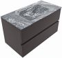 Mondiaz VICA-DLUX 90cm badmeubel onderkast Dark grey 2 lades. Inbouw wastafel CLOUD midden 1 kraangat kleur Lava. - Thumbnail 2