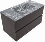 Mondiaz VICA-DLUX 90cm badmeubel onderkast Dark grey 2 lades. Inbouw wastafel CLOUD midden zonder kraangat kleur Lava. - Thumbnail 3