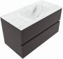 Mondiaz VICA-DLUX 90cm badmeubel onderkast Dark grey 2 lades. Inbouw wastafel CLOUD midden 1 kraangat kleur Opalo. - Thumbnail 2