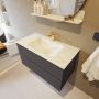 Mondiaz VICA-DLUX 90cm badmeubel onderkast Dark grey 2 lades. Inbouw wastafel CLOUD midden 1 kraangat kleur Opalo. - Thumbnail 4