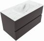 Mondiaz VICA-DLUX 90cm badmeubel onderkast Dark grey 2 lades. Inbouw wastafel CLOUD midden zonder kraangat kleur Opalo. - Thumbnail 3