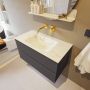 Mondiaz VICA-DLUX 90cm badmeubel onderkast Dark grey 2 lades. Inbouw wastafel CLOUD midden zonder kraangat kleur Opalo. - Thumbnail 5