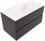 Mondiaz VICA-DLUX 90cm badmeubel onderkast Dark grey 2 lades. Inbouw wastafel CLOUD midden 1 kraangat kleur Ostra. - Thumbnail 2
