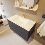 Mondiaz VICA-DLUX 90cm badmeubel onderkast Dark grey 2 lades. Inbouw wastafel CLOUD midden 1 kraangat kleur Ostra. - Thumbnail 4