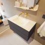 Mondiaz VICA-DLUX 90cm badmeubel onderkast Dark grey 2 lades. Inbouw wastafel CLOUD midden zonder kraangat kleur Ostra. - Thumbnail 5