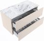 Mondiaz VICA-DLUX 90cm badmeubel onderkast Linen 2 lades. Inbouw wastafel CLOUD midden zonder kraangat kleur Glace. - Thumbnail 3