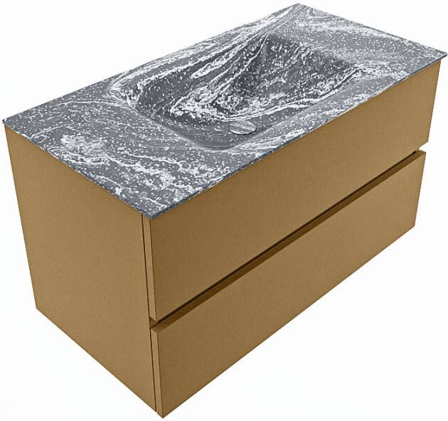 Mondiaz Vica Dlux badmeubel 90cm Oro Cloud wastafel Lava midden zonder kraangat