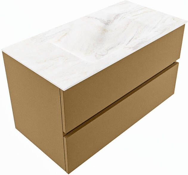 Mondiaz Vica Dlux badmeubel 90cm Oro Cloud wastafel Ostra midden zonder kraangat