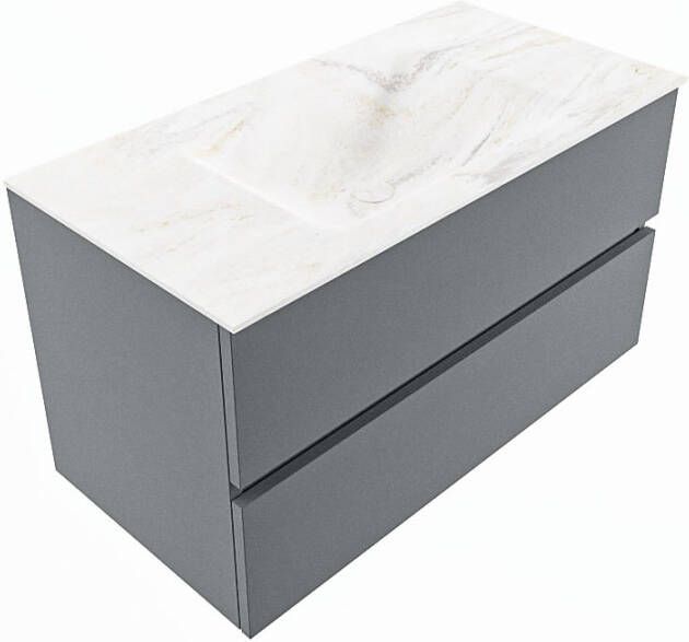 Mondiaz Vica Dlux badmeubel 90cm Plata Cloud wastafel Ostra midden zonder kraangat