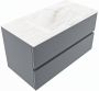 Mondiaz VICA-DLUX 90cm badmeubel onderkast Plata 2 lades. Inbouw wastafel CLOUD midden zonder kraangat kleur Ostra. - Thumbnail 2