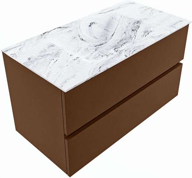 Mondiaz Vica Dlux badmeubel 90cm Rust Cloud wastafel Glace midden met 1 kraangat