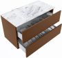 Mondiaz VICA-DLUX 90cm badmeubel onderkast Rust 2 lades. Inbouw wastafel CLOUD midden 1 kraangat kleur Glace. - Thumbnail 3