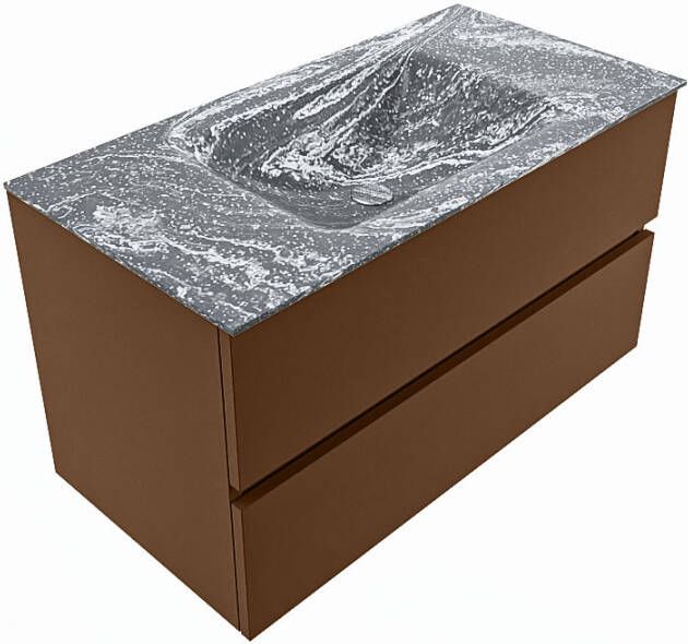 Mondiaz Vica Dlux badmeubel 90cm Rust Cloud wastafel Lava midden met 1 kraangat