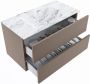 Mondiaz VICA-DLUX 90cm badmeubel onderkast Smoke 2 lades. Inbouw wastafel CLOUD midden zonder kraangat kleur Glace. - Thumbnail 3