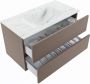 Mondiaz VICA-DLUX 90cm badmeubel onderkast Smoke 2 lades. Inbouw wastafel CLOUD midden 1 kraangat kleur Opalo. - Thumbnail 3
