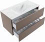 Mondiaz VICA-DLUX 90cm badmeubel onderkast Smoke 2 lades. Inbouw wastafel CLOUD midden zonder kraangat kleur Opalo. - Thumbnail 3