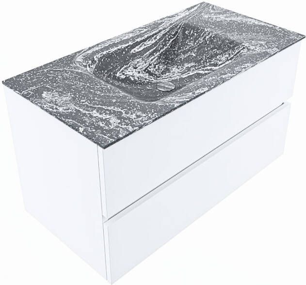 Mondiaz Vica Dlux badmeubel 90cm Talc Cloud wastafel Lava midden met 1 kraangat